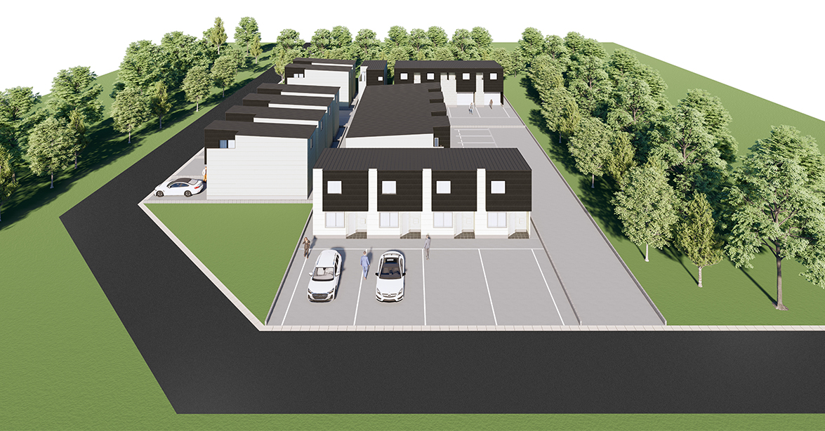 こんな変形地にアパートを建てようとすると敷地内に収まらない…